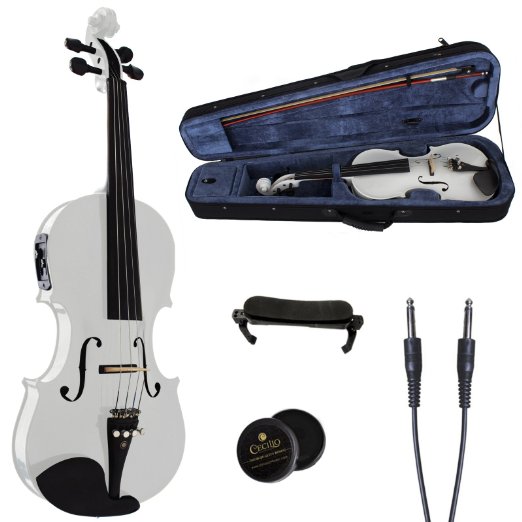 Cecilio 4/4 CVNAE-White SR Ebony Fitted Acoustic/Electric Violin in Pearl White