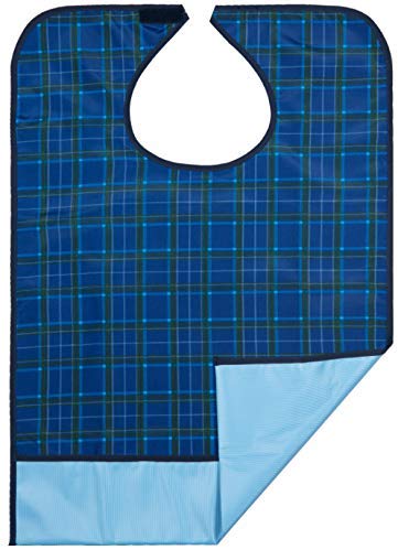 Bibs for Adults Senior Citizens - Adult Bibs for Eating - Clothing Protector - Reusable Waterproof Machine Washable - Crumb Catcher (Blue)