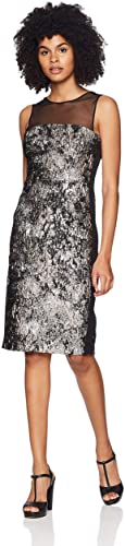 Vera Wang Women's Sleevless Printed Metallic Jacquard Cocktail Dress