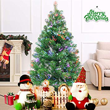 Signstek Prelit Fiber Optic Christmas Tree with 238 PVC Tips, 21 Flash Modes and Solid Metal Stand,4FT