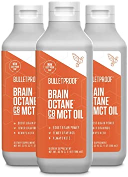 Bulletproof Brain Octane MCT Oil, Perfect for Keto and Paleo Diet, 100% Non-GMO Premium C8 Oil, Ketogenic Friendly, Responsibly Sourced from Coconuts Only, Made in The USA (3-Pack of 32oz)