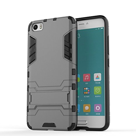 Chevron Back Cover Case for Xiaomi Mi 5 (Grey) [Military Grade Version 2.0 With Kick Stand Hybrid Back Cover Case]