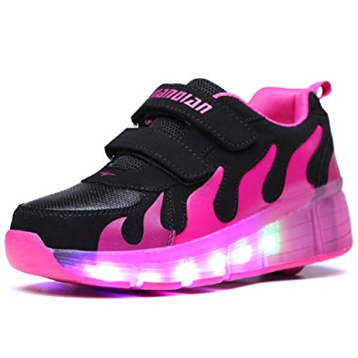 Uforme Kids Adults LED Shoes Light Up Wheels Roller Skates Flashing Fashion Sneakers for Unisex