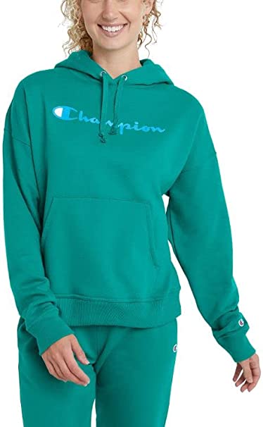 Champion Women's Powerblend Relaxed Hoodie, Sript Logo