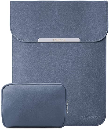 TOWOOZ 13.3 Inch Laptop Sleeve Case Compatible with 2016-2020 MacBook Air/MacBook Pro 13-13.3 inch/iPad Pro 12.9/Surface Pro, Artificial Leather, Innovative Materials, with a Accessory Bag,Navy Blue