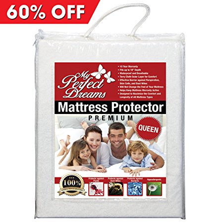 Premium Quality Mattress Protector 100% Waterproof Breathable Hypoallergenic Dust Mite and Bed Bug Protection My Perfect Dreams - QUEEN