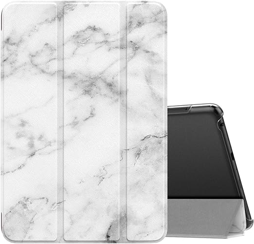 MoKo Case Fits Kindle Fire HD 8 & 8 Plus Tablet (10th Generation, 2020 Release), Smart Shell Stand Cover with Translucent Frosted Back - White Marble