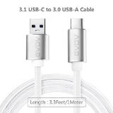 GVDV USB 31 Type-C USB-C to USB Type-A 30 Male Sync and Charging Cable W Reversible Design for the New MacBook Google Nexus 6P 5X OnePlus 2 Nokia N1 Type-C Supported Devices 33ft1M Silver