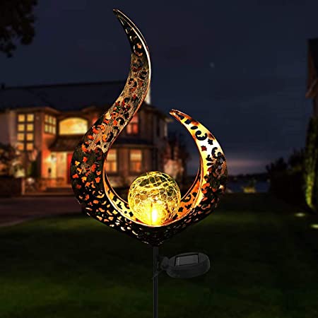Solar Lights Outdoor Garden Decorative - Crackle Glass Globe Stake Lights for Pathway,Walkway,Yard,Lawn,Patio LED Solar Powered Fairy Landscape Tree Lights Beautiful Yard Deck Christmas Party