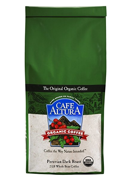 Cafe Altura Whole Bean Organic Coffee, Peruvian Dark Roast, 2 Pound