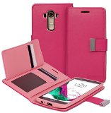 Vena LG G4 Wallet Case vDiary Chic Slim Tri-Fold Flip Cover PU Leather Wallet Case Card Pockets and Stand for LG G4 Hot Pink  Light Pink