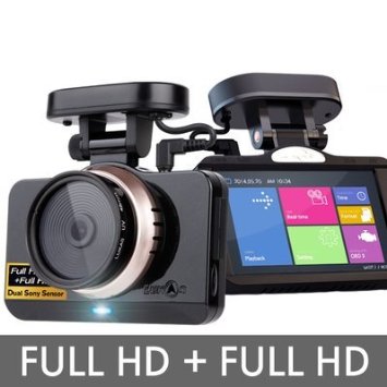 Lukas LK-9750 Duo B Type (GPS Built-in). 2CH Full HD (Front/Rear 1080p SONY CMOS IMX322) & 4" LCD Touch Screen Dash Cam Black Box DVR (16 8=24GB) 2015 NEW