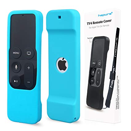 Remote Protective Case for Apple TV 4th Remote Controller, Hapurs Anti-Slip Silicone Light Weight Cover Case with a Lanyard for Apple TV 4th Generation Siri Remote Controller-Blue