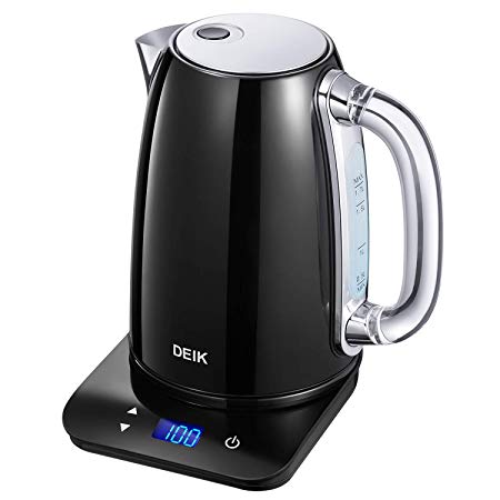 Deik Electric Kettle Temperature Control, Tea Kettle with LED Digital Display Touch Base and Acrylic Handle, 3 Minutes Memory (Auto Shut-Off, Boil-Dry Protection, BPA-Free, 1.7L, 304 Stainless Steel)