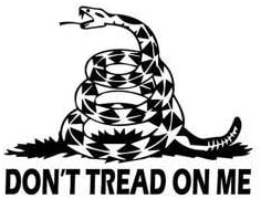 Southern Sticker Company Don't Tread on me Snake with Text 3.9x5.1 inches Size Gadsden Flag Marines Vinyl Laptop car Window Truck - Made and Shipped in USA (Black)