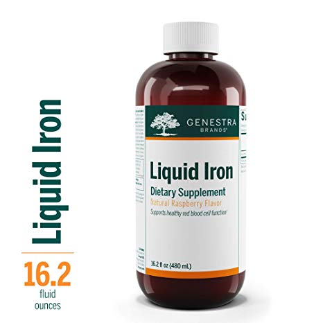 Genestra Brands - Liquid Iron - Colloidal Mineral Supplement - Natural Raspberry Flavor - 16.2 fl oz (480 ml)