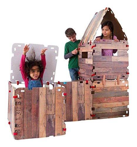 Fantasy Fort Kit Pretend Play Construction Building Set Indoor Playhouse Heavy Duty Faux Wood Panels Each Panel 22 x 22 Inches 32 Pieces