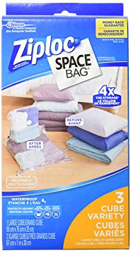 Ziploc Space Bag Compression Storage Combo Pack with Flat and Travel Size Bags - 3 Count