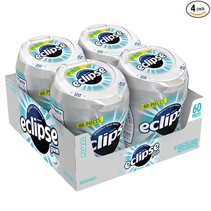 ECLIPSE Gum Polar Ice Sugar Free Chewing Gum 60-Piece Bottle (4 Pack)