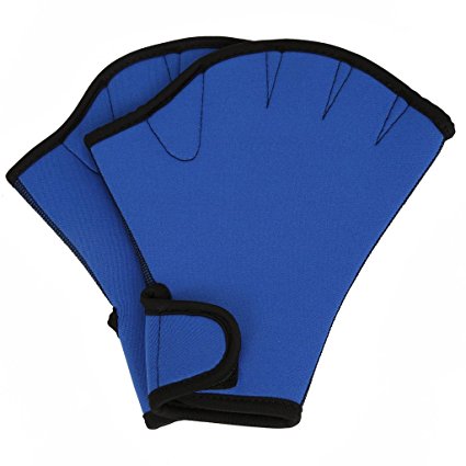 Sportsun Neoprene Webbed Swimming Gloves Aquatic Gloves Swim Training Gloves – Water Resistance, Size Medium & Color Blue