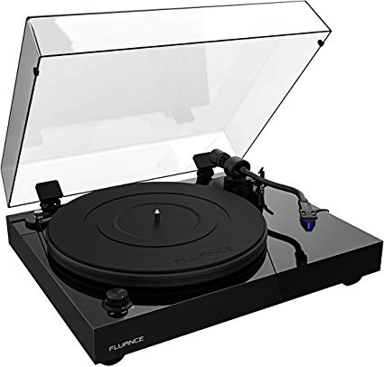 Fluance RT84 Reference High Fidelity Vinyl Turntable Record Player with Ortofon 2M Blue Cartridge, Speed Control Motor, Solid Wood Plinth, Vibration Isolation Feet - Piano Black