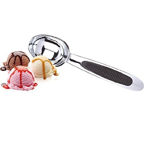 WBSEos Ice Cream Scoop, Solid Stainless Steel with Nonslip Rubber Grip Ice Cream Spade