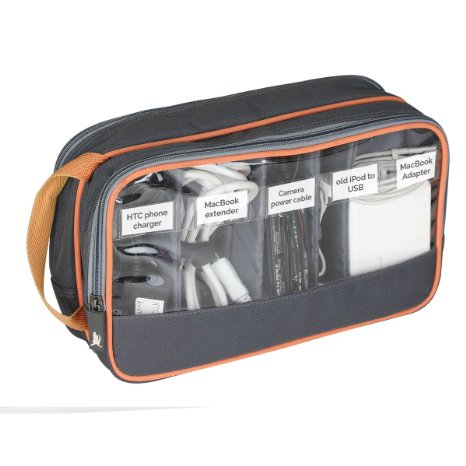 GUS 2-sided Cord and Cable Pouch with Removable Dividers and Customizable Dividers