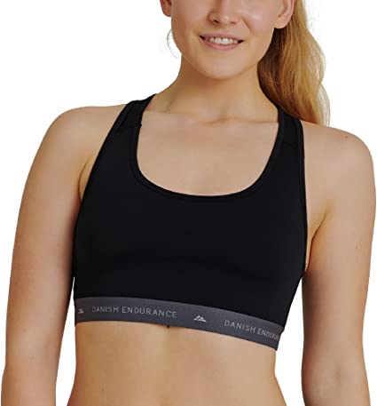 DANISH ENDURANCE Sujetador Deportivo Cómodo Racerback para Mujer, sin Aros y Ligero, Bralette de Microfibra para Entrenar, Tallas Grandes y Pequeñas, Rosa, Gris, Negro, Pack de 1