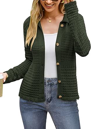 GRACE KARIN Cardigan Sweaters for Women Long Sleeve 2024 Fall Button Down Lightweight Cardigans for Women