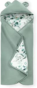 Hauck Snuggle N Dream Baby Blanket, Leaves Mint - Soft Cotton Wrapping Blanket for Car Seats, Pushchairs, Strollers & Beds, Machine Washable