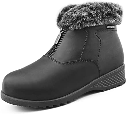 Comfy Moda Women's Waterproof Winter Boots | Leather | Fur Lined | 3M Thinsulate | Ice Gripper - London