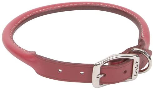 Coastal Pet Products DCP120310RED Leather Circle T Oak Tanned Round Dog Collar, 10 by 3/8-Inch, Red