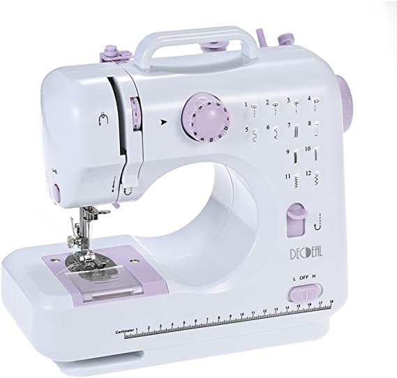 Decdeal Overlock Electric Sewing Machine with 2 Speed 12 Built-in Stitch Patterns
