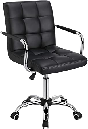 Yaheetech Adjustable Office Chair Computer Desk Chair Swivel PU Leather Task Chair for Home Office Study