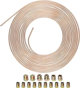 25 Ft. 3/16 OD Copper Nickel Brake Line Tubing Coil and Fitting Kit, 25 Ft of 3/16" x 25'