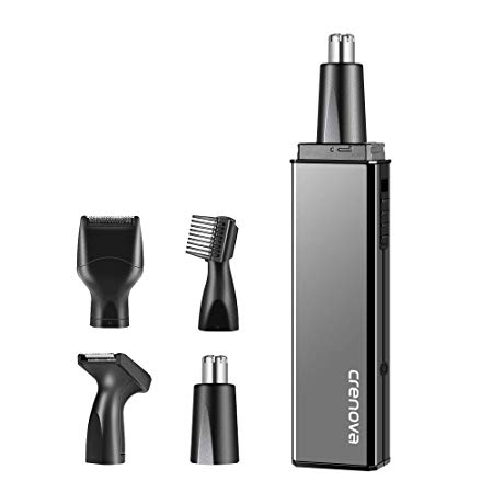 Crenova Electric Nose Hair Trimmer, 4 in 1 Painless Rechargeable Hair Removal Kit for Men & Women,Designed to Precisely Trim Nose, Ear, Eyebrow,Beard, Sideburn & MustacheH air