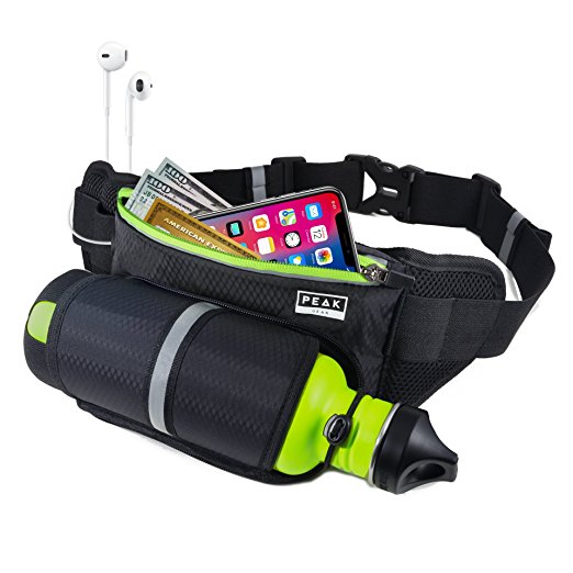 Running Belt with Water Bottle Holder – Use as Running Fanny Pack or Waist Pouch for Sports, Jogging, Walking, Hiking or Cycling - Fits any Water or Drink Bottle