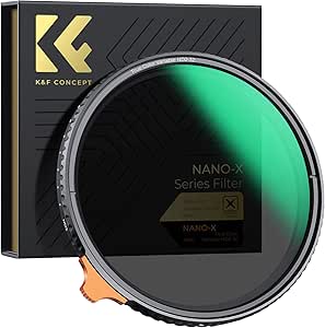 K&F Concept 62mm True Color Variable ND2-32 Filters (1-5 Stops), Neutral Density Adjustable ND Lens Filter Nano-Coating Waterproof (Nano-X Series)