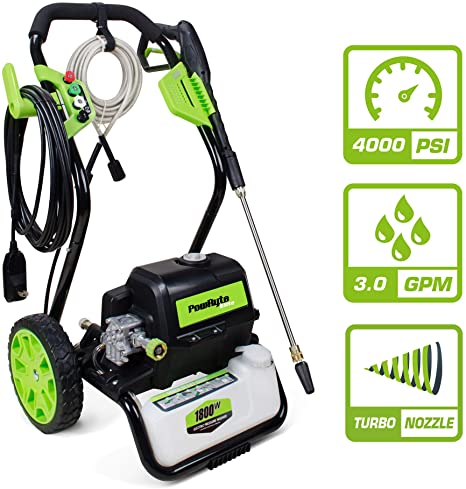 PowRyte Elite Electric Pressure Washer, Electric Power Washer with 5 Interchangeable Spray Tips, Ideal for Washing Garden, House, Farm and So On: 4000PSI 3.0 GPM