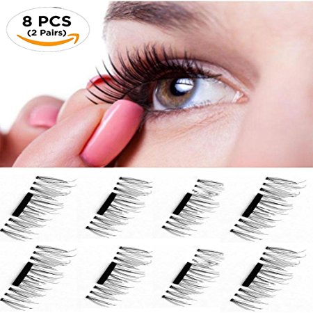 8PCS Foruchoice Magnetic Eyelashes Premium Quality False Eyelashes Set for Natural Look - Best Fake Lashes Extensions One Two Cosmetics 3D Reusable