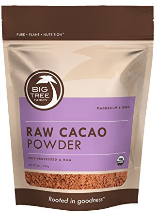 Big Tree Farms Cold Processed, Raw, Certified Organic Cacao Powder, 8 Ounce
