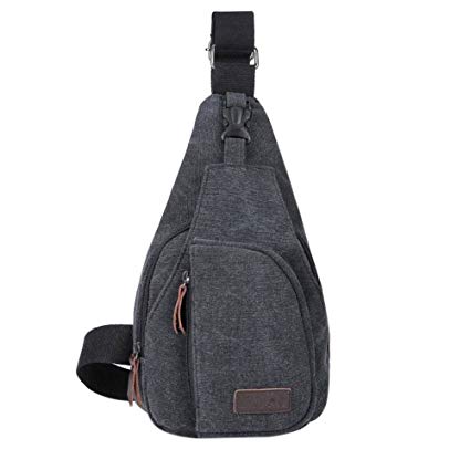 Fengzhicai Men’s Small Canvas Sling Messenger Shoulder Bag Chest Pack Sports Backpack