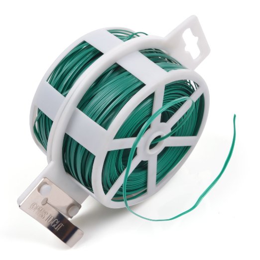 KLOUD City® 328 Feet (100m) Green Multi-Function Sturdy Garden Plant Twist Tie with Cutter/ Cable Tie/Zip Tie/ Coated Wire (1) (1 roll green)