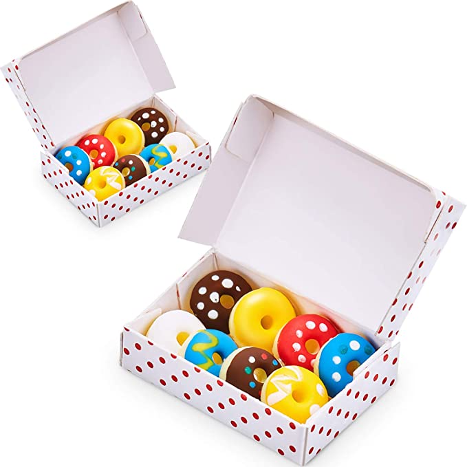 2 Pieces 1:12 Miniature Food Donut Box Mini Simulation Donut Colorful Donut Dollhouse Miniature Set Dollhouse Kitchen Accessories Mini Scene Decoration Toys