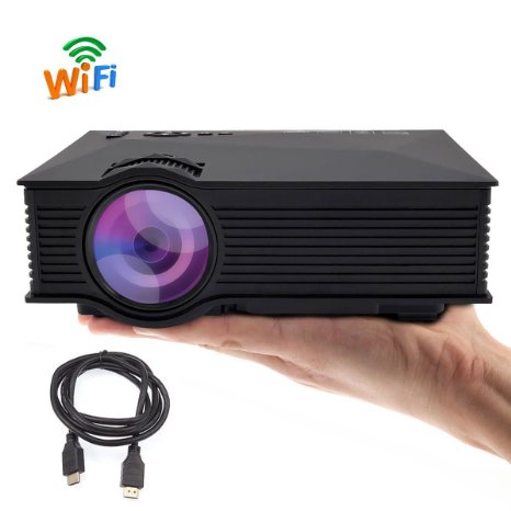 Tronfy TP46 Wireless Projector Black 800x480p Full Color 130" Mini LED Portable LCD Video Projector with Free HDMI cable for Home Cinema Theater Support Microcast Airplay DLNA Outdoor Projector