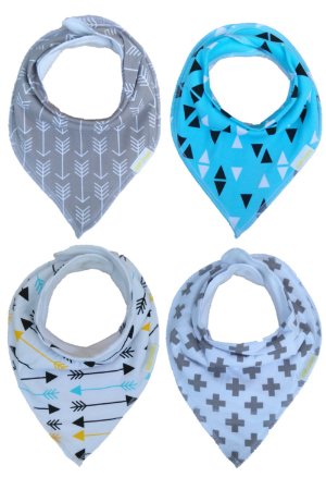 Angel Dreams 4-Pack Baby Bibs Bandana Style Oversized and Absorbent to Effectively Protect Clothes and Skin from Drool Cool Unisex Patterns for Boys and Girls Version Arrows Triangles and Crosses