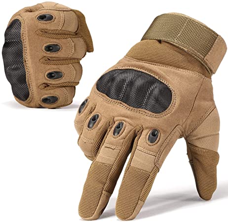 Fuyuanda Tactical Gloves Men`s Outdoor Full Finger Hard Knuckle Motorcycle Glove for Military Army Sporting Shooting Paintball Hunting Driving Riding Cycling Airsoft