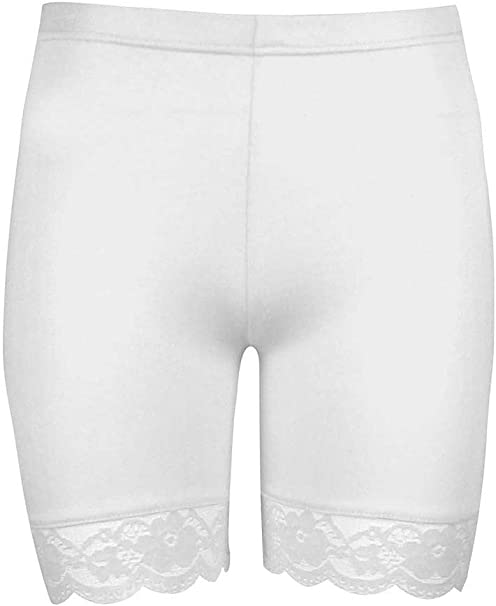 Women Plus Size Lace Insert Stretch Short Leggings Gym Tights Viscose Active Shorts Cycling Hot Pants