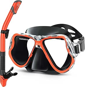 Greatever Dry Snorkel Set,Panoramic Wide View,Anti-Fog Scuba Diving Mask,Professional Snorkeling Gear