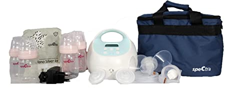 SPECTRA Electric Breast Pump S-1 Plus with Cooler Kit and Tote Bag (White, Sky Blue, Pink, Blue)